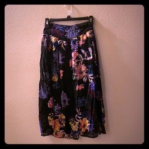 A colorful, flower-filled long skirt.
